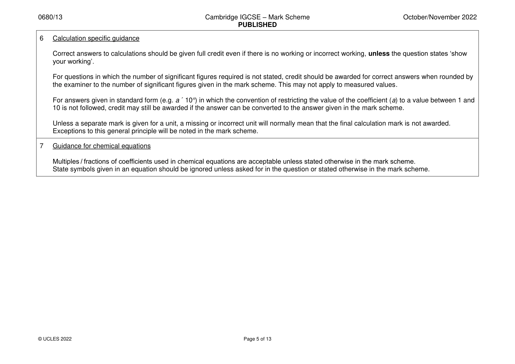 Mark scheme, page 5 of 13