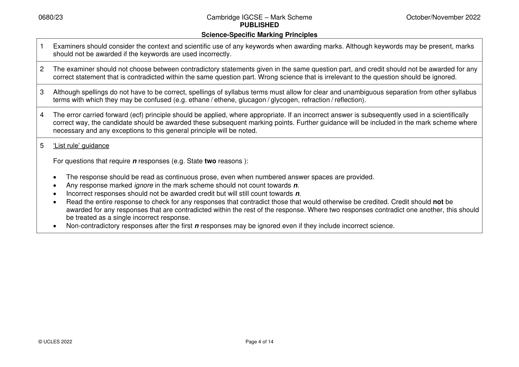 Mark scheme, page 4 of 14