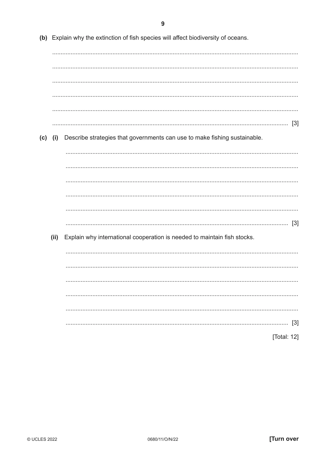 Cambridge IGCSE Environmental Management 0680 2022 Oct/Nov Paper 1 · Variant 1 question paper, page 9 of 20