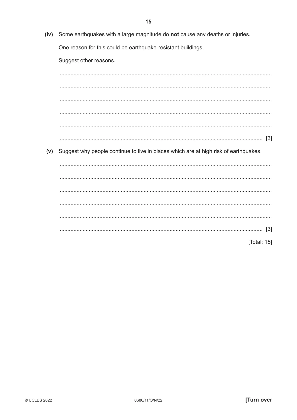Cambridge IGCSE Environmental Management 0680 2022 Oct/Nov Paper 1 · Variant 1 question paper, page 15 of 20