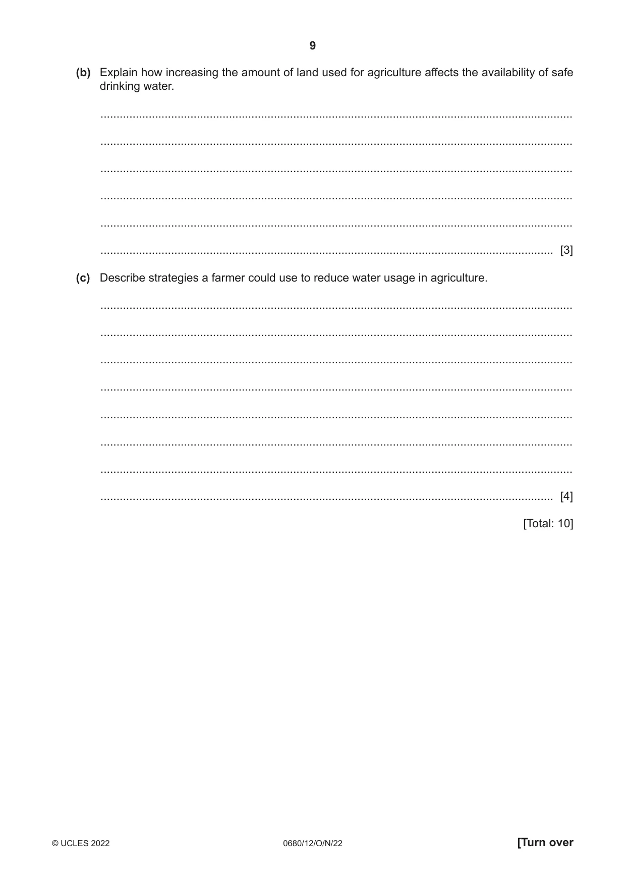 Cambridge IGCSE Environmental Management 0680 2022 Oct/Nov Paper 1 · Variant 2 question paper, page 9 of 20