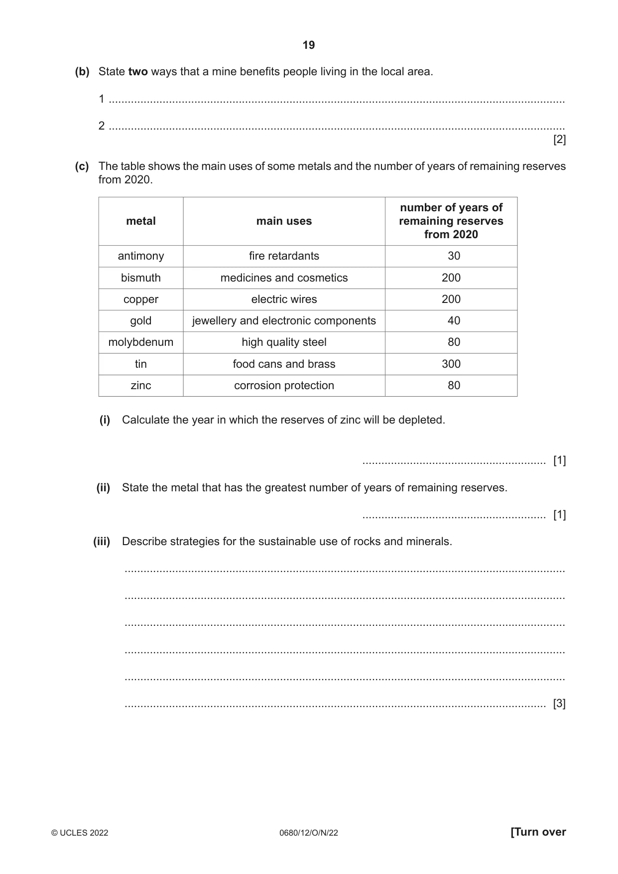 Cambridge IGCSE Environmental Management 0680 2022 Oct/Nov Paper 1 · Variant 2 question paper, page 19 of 20