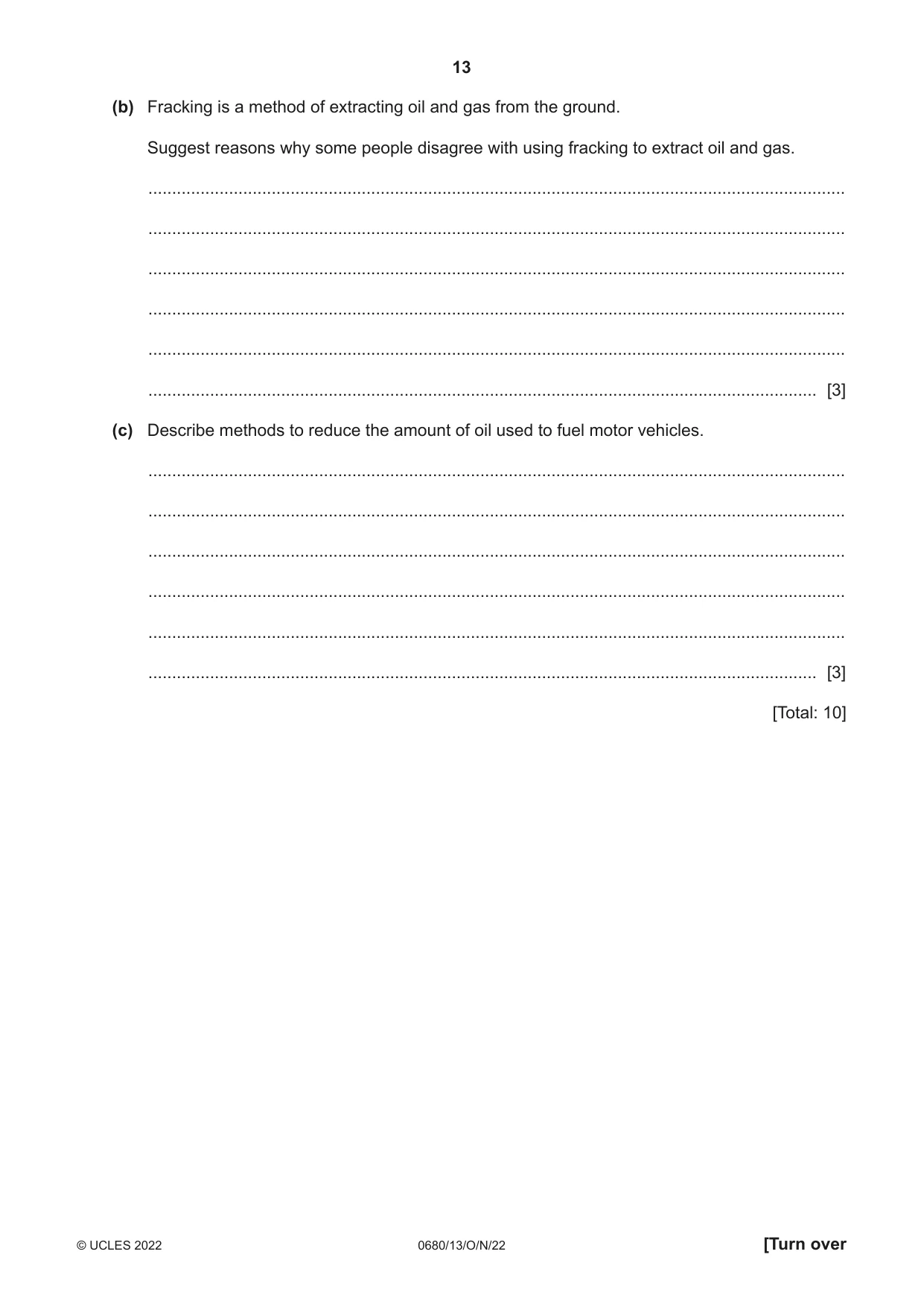 Cambridge IGCSE Environmental Management 0680 2022 Oct/Nov Paper 1 · Variant 3 question paper, page 13 of 20
