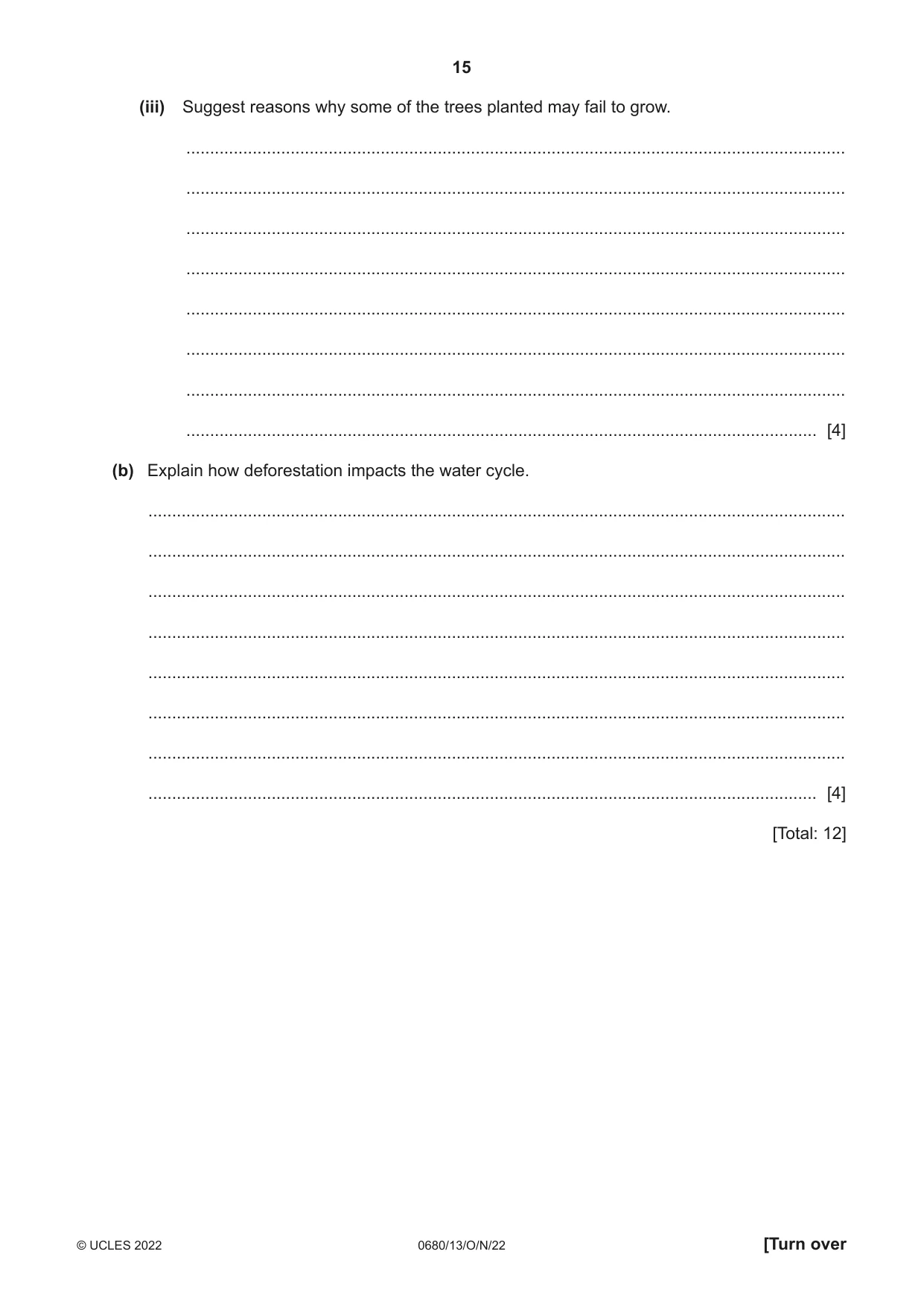 Cambridge IGCSE Environmental Management 0680 2022 Oct/Nov Paper 1 · Variant 3 question paper, page 15 of 20