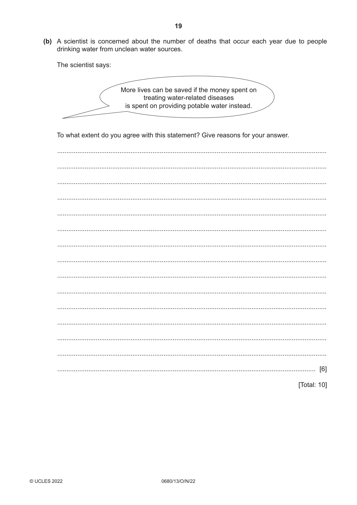 Cambridge IGCSE Environmental Management 0680 2022 Oct/Nov Paper 1 · Variant 3 question paper, page 19 of 20