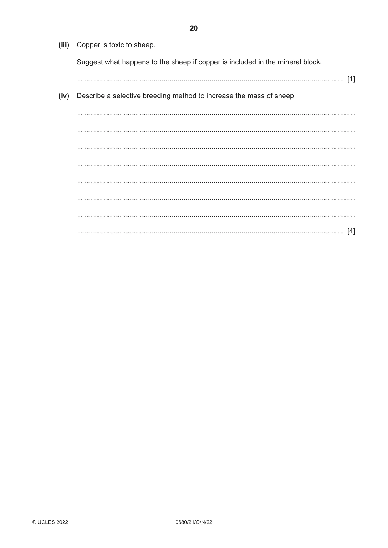 Cambridge IGCSE Environmental Management 0680 2022 Oct/Nov Paper 2 · Variant 1 question paper, page 20 of 24