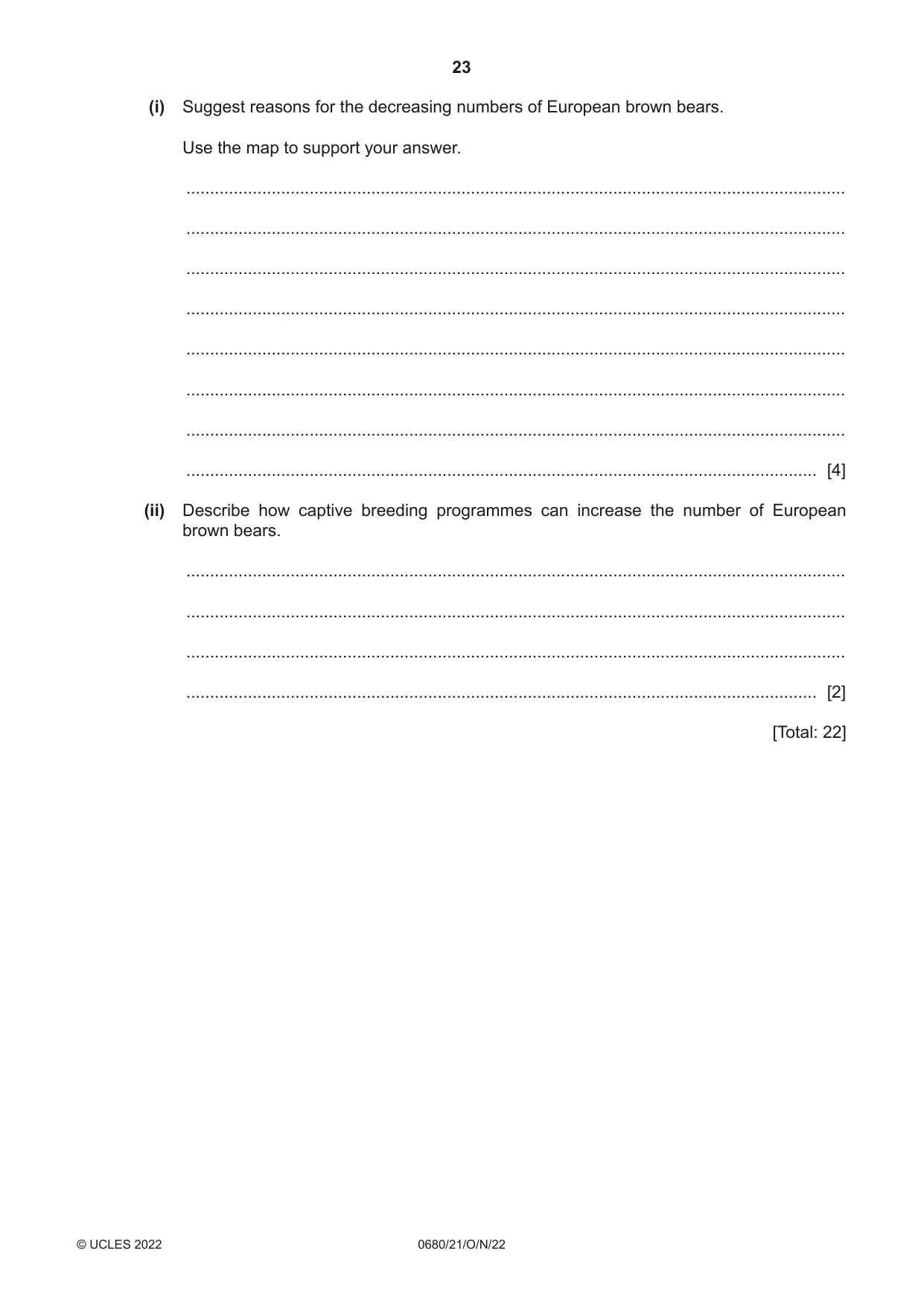 Cambridge IGCSE Environmental Management 0680 2022 Oct/Nov Paper 2 · Variant 1 question paper, page 23 of 24