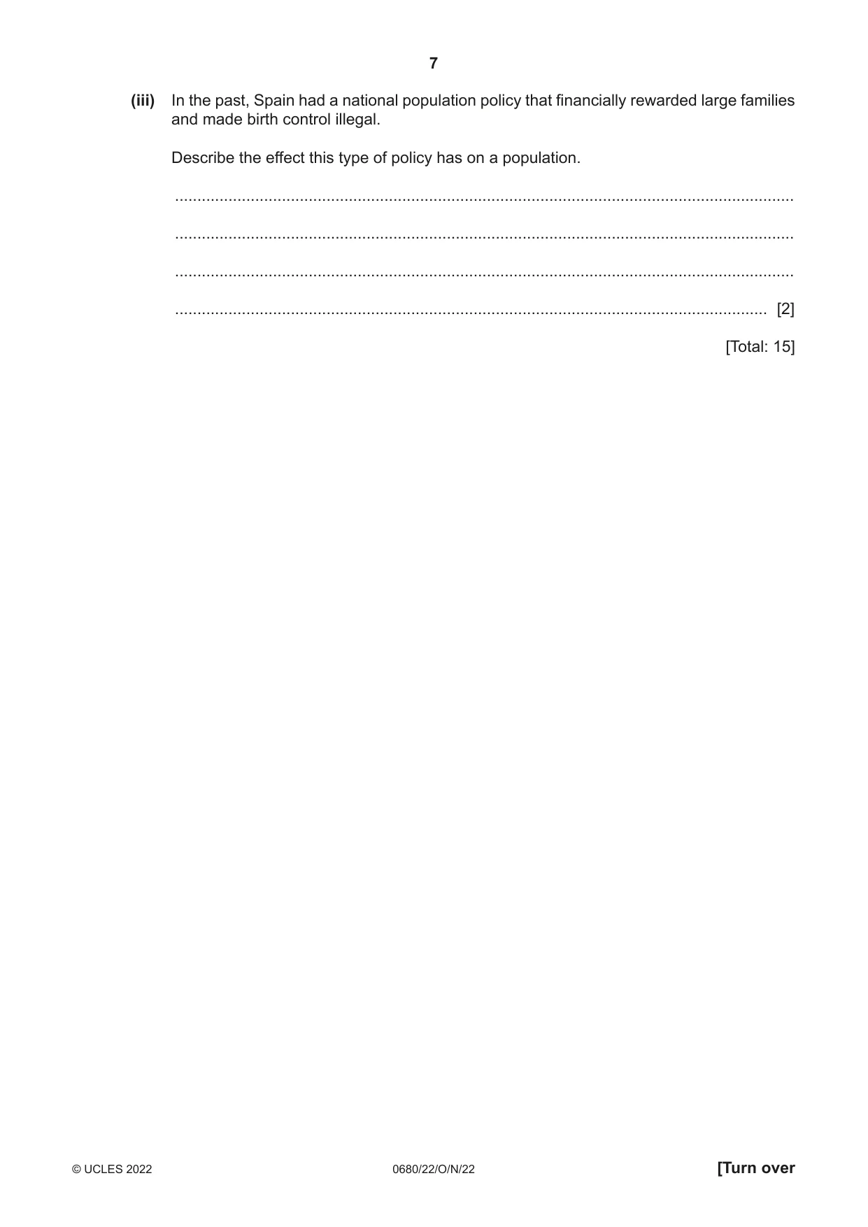 Cambridge IGCSE Environmental Management 0680 2022 Oct/Nov Paper 2 · Variant 2 question paper, page 7 of 28