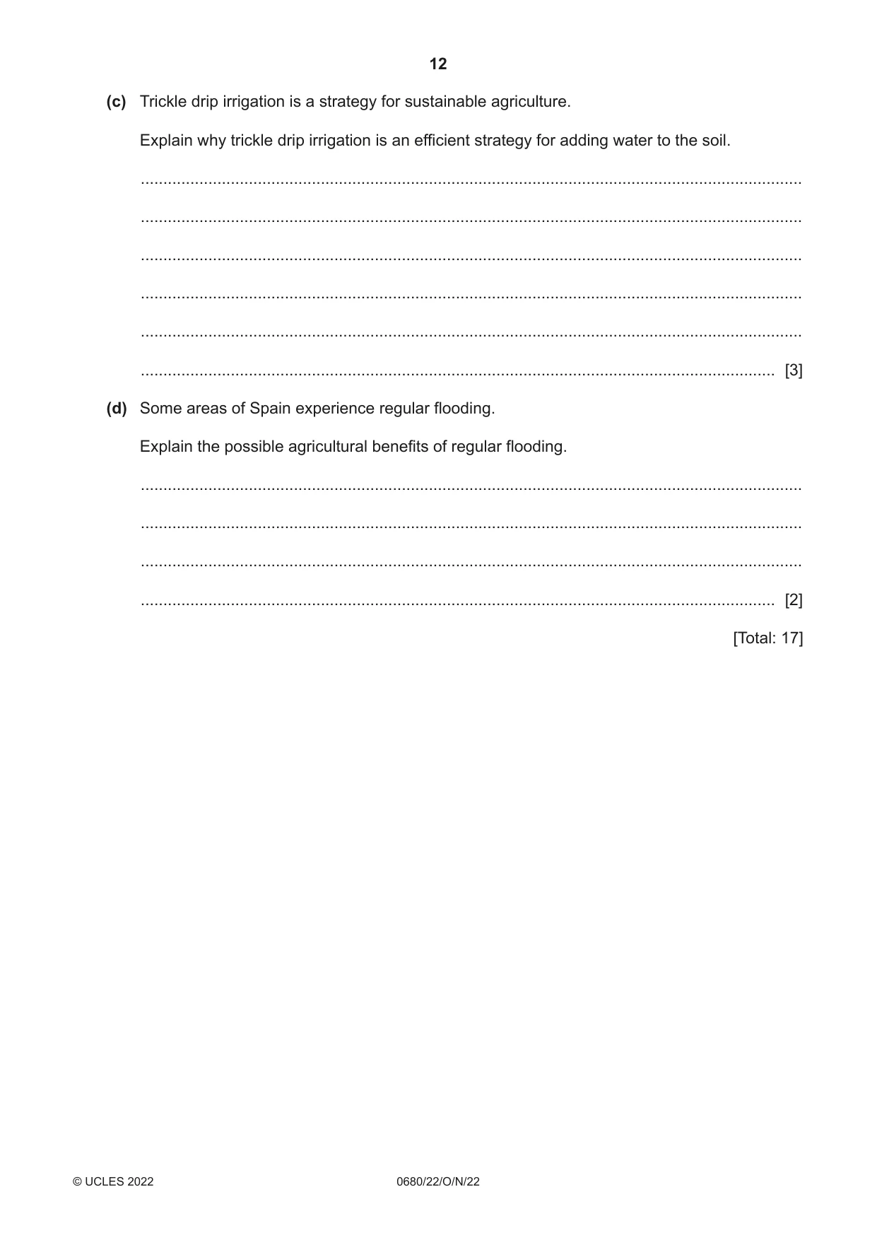 Cambridge IGCSE Environmental Management 0680 2022 Oct/Nov Paper 2 · Variant 2 question paper, page 12 of 28