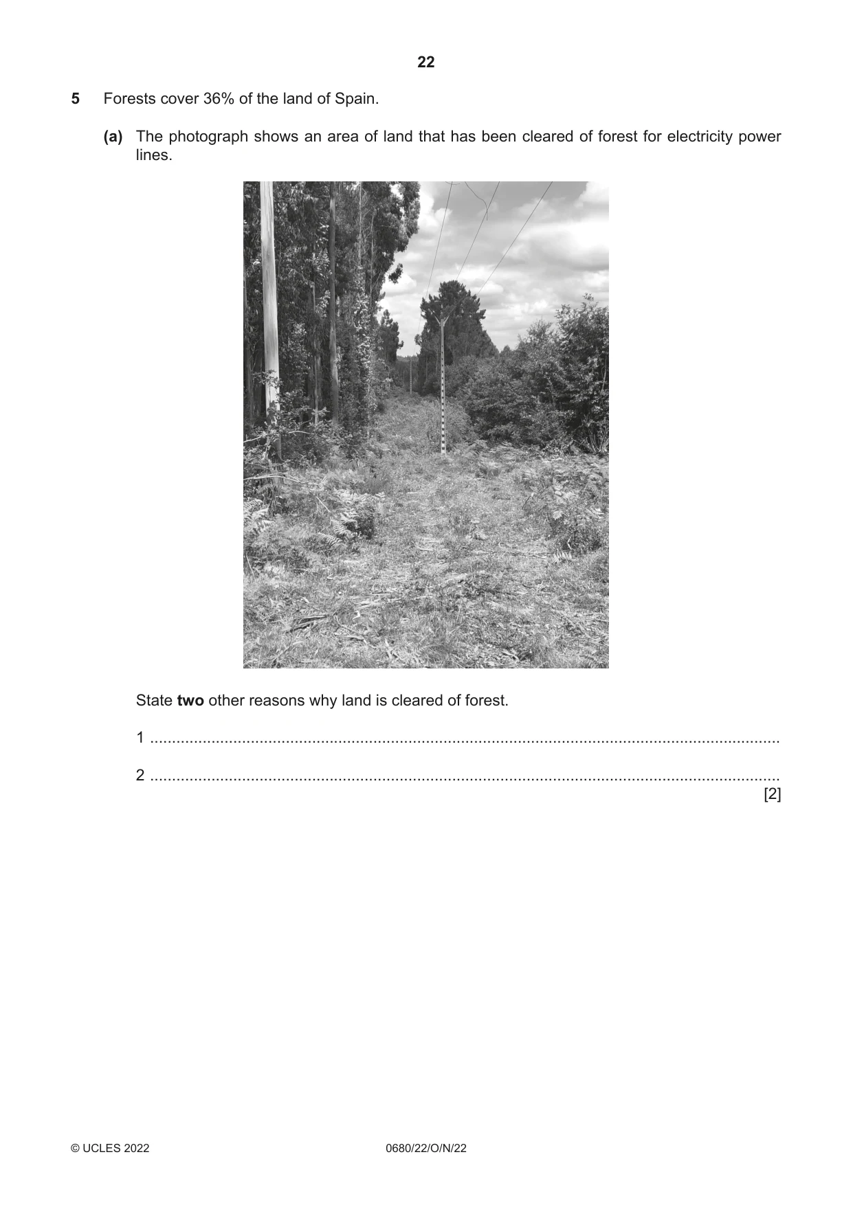 Cambridge IGCSE Environmental Management 0680 2022 Oct/Nov Paper 2 · Variant 2 question paper, page 22 of 28