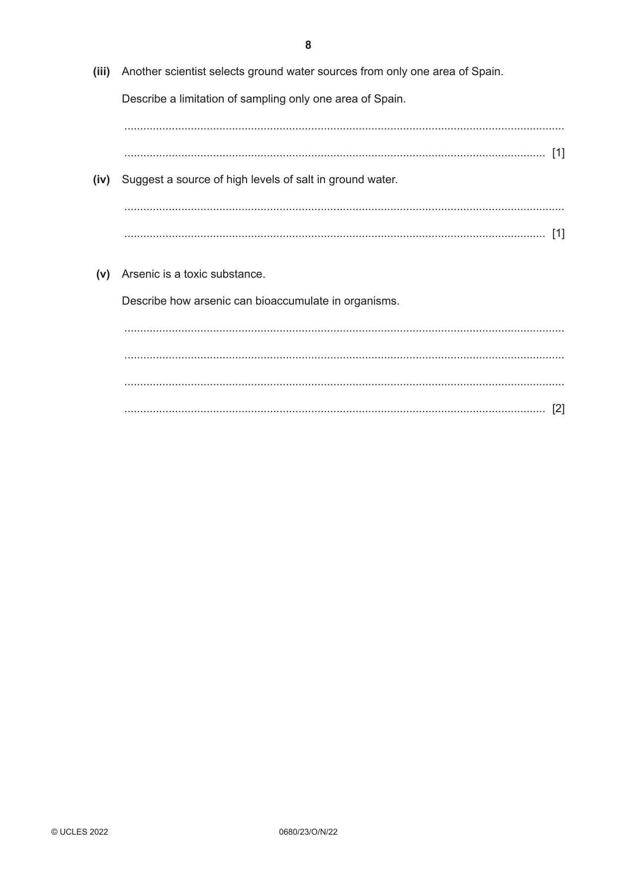 Cambridge IGCSE Environmental Management 0680 2022 Oct/Nov Paper 2 · Variant 3 question paper, page 8 of 24