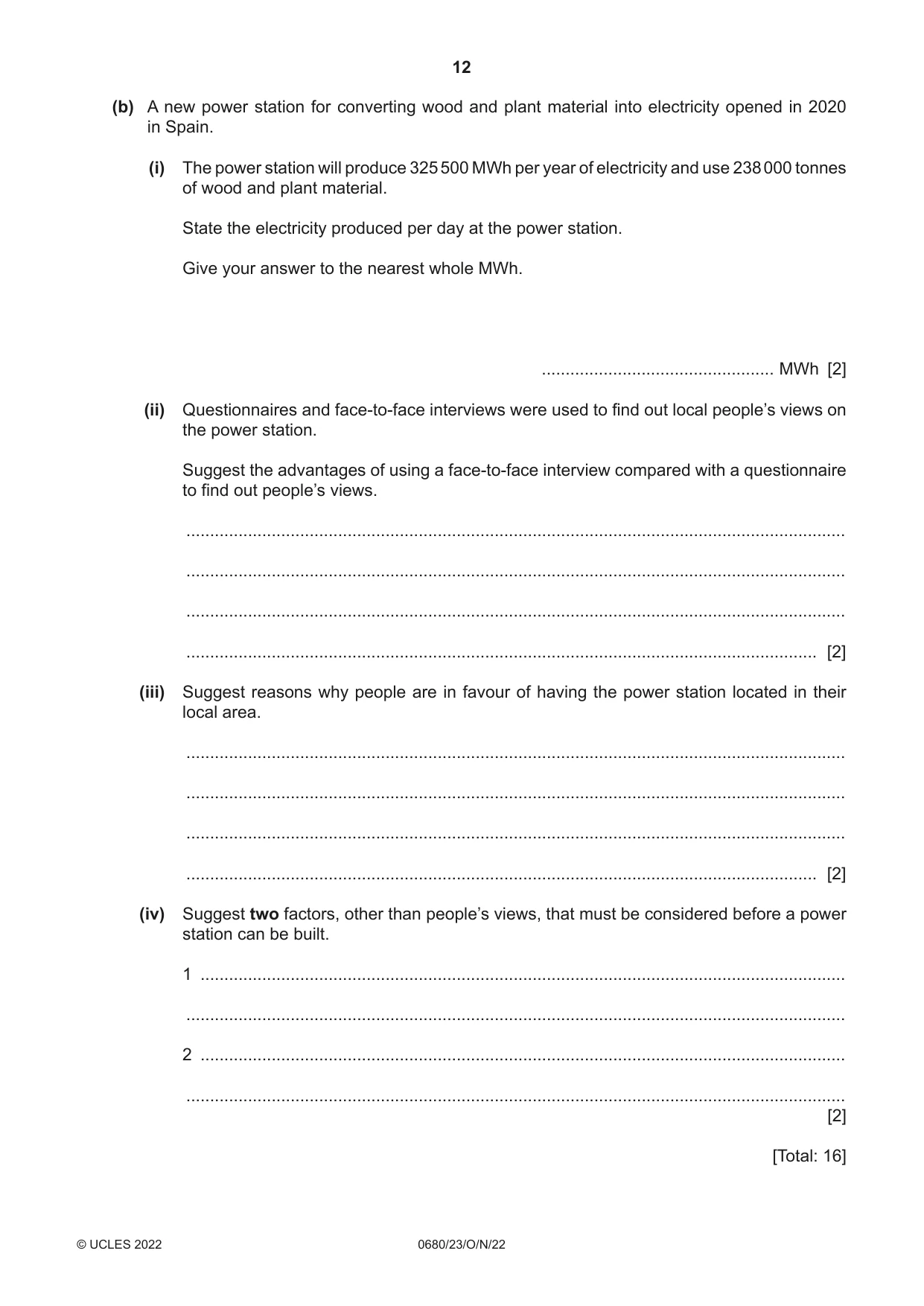 Cambridge IGCSE Environmental Management 0680 2022 Oct/Nov Paper 2 · Variant 3 question paper, page 12 of 24