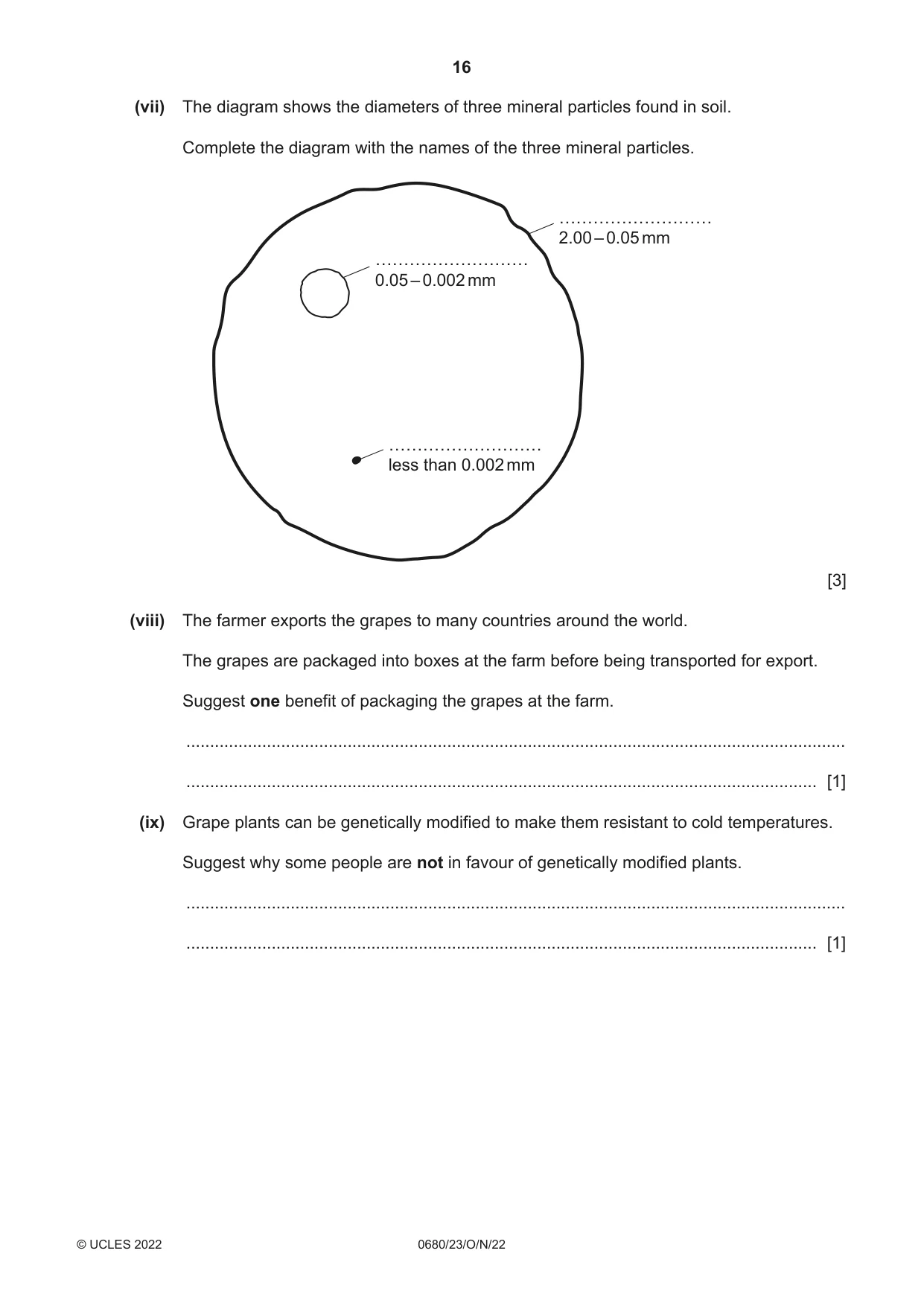Cambridge IGCSE Environmental Management 0680 2022 Oct/Nov Paper 2 · Variant 3 question paper, page 16 of 24