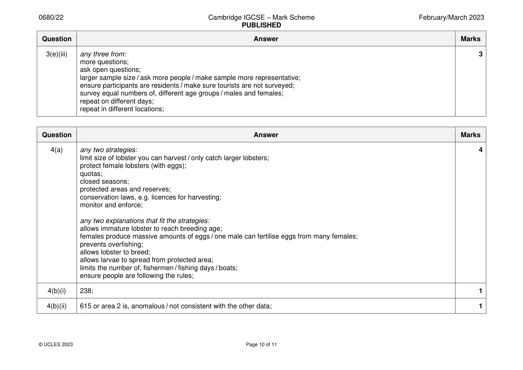 Mark scheme, page 10 of 11
