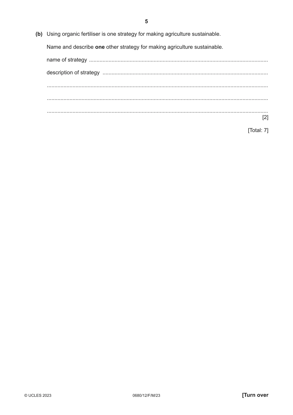 Cambridge IGCSE Environmental Management 0680 2023 Feb/March Paper 1 · Variant 2 question paper, page 5 of 20