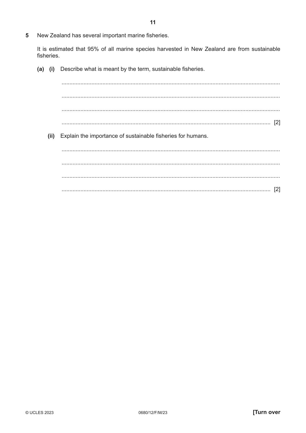 Cambridge IGCSE Environmental Management 0680 2023 Feb/March Paper 1 · Variant 2 question paper, page 11 of 20