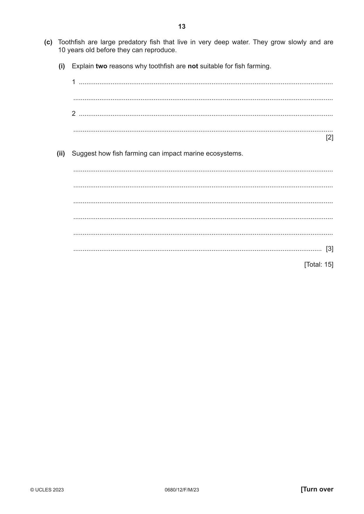 Cambridge IGCSE Environmental Management 0680 2023 Feb/March Paper 1 · Variant 2 question paper, page 13 of 20