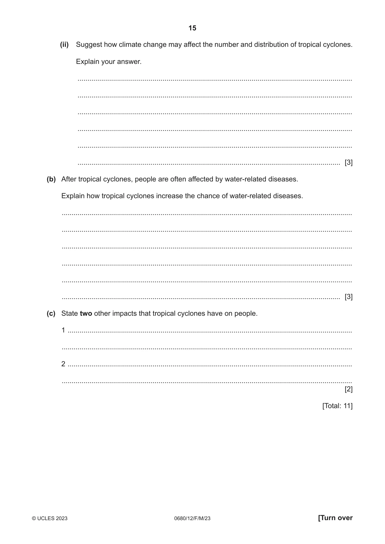Cambridge IGCSE Environmental Management 0680 2023 Feb/March Paper 1 · Variant 2 question paper, page 15 of 20