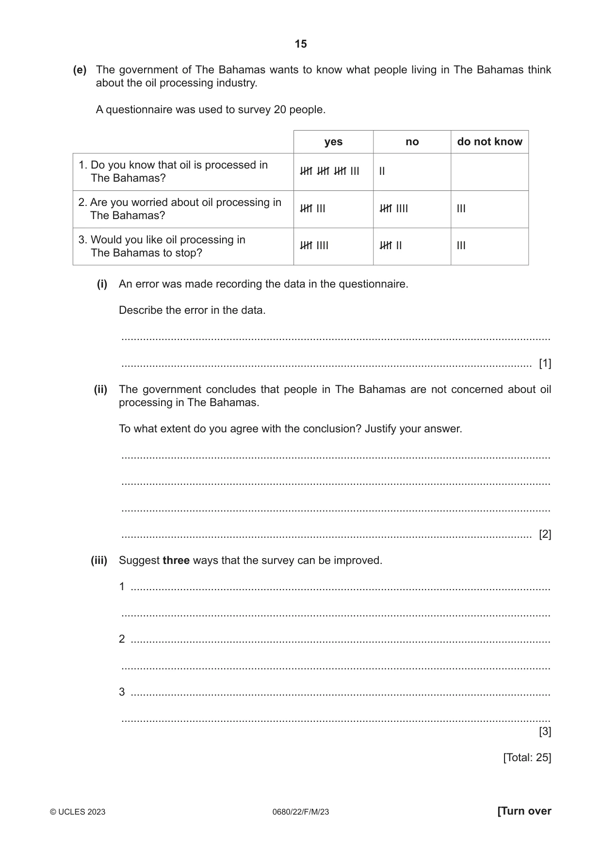 Cambridge IGCSE Environmental Management 0680 2023 Feb/March Paper 2 · Variant 2 question paper, page 15 of 20