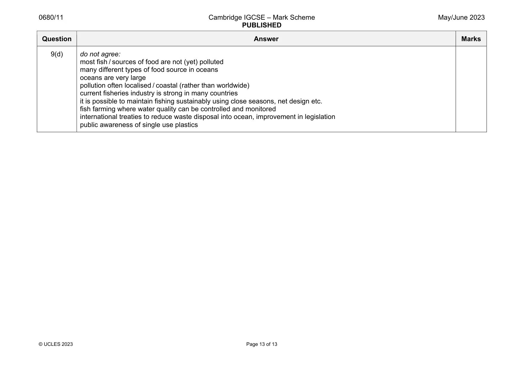 Mark scheme, page 13 of 13