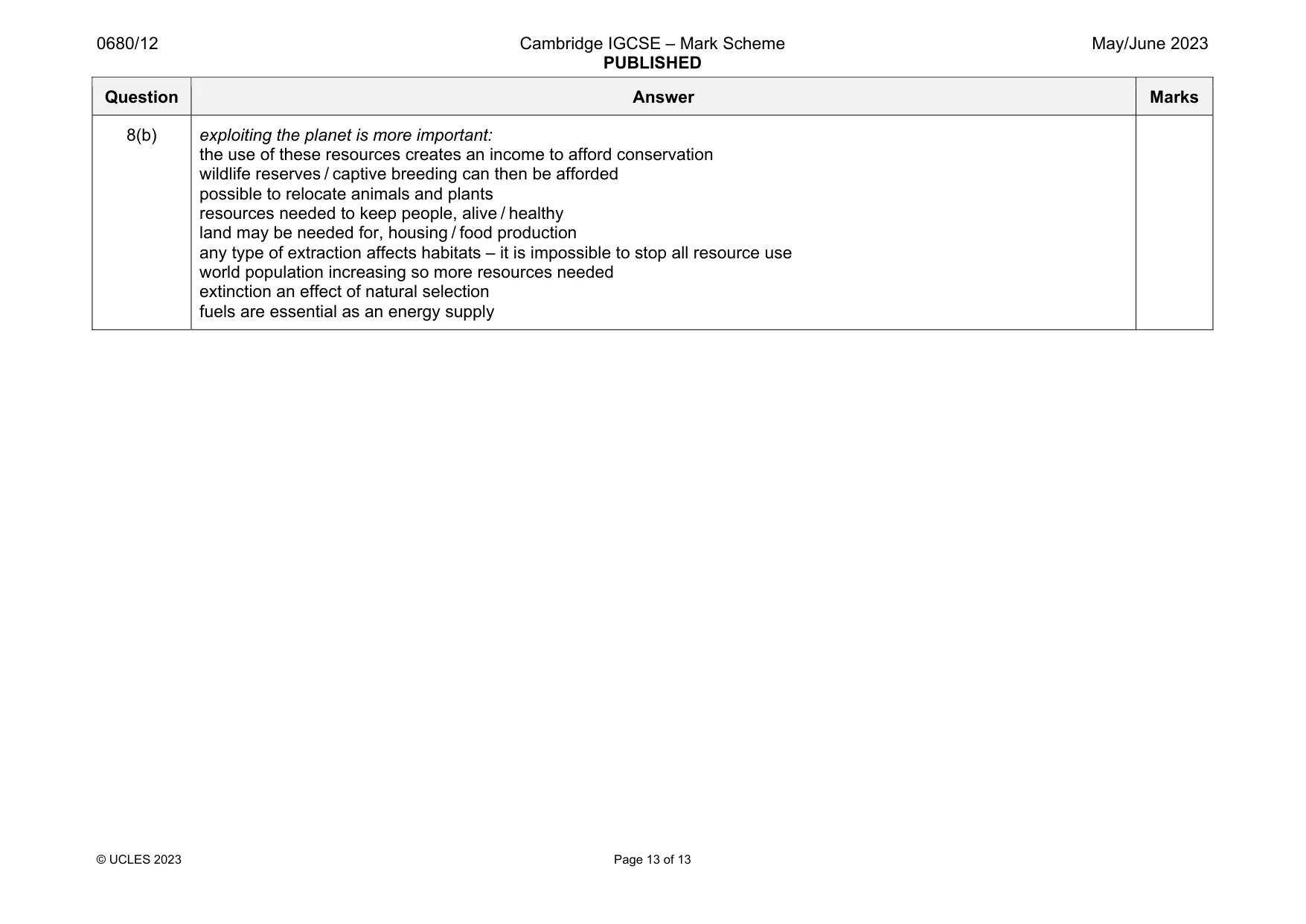 Mark scheme, page 13 of 13