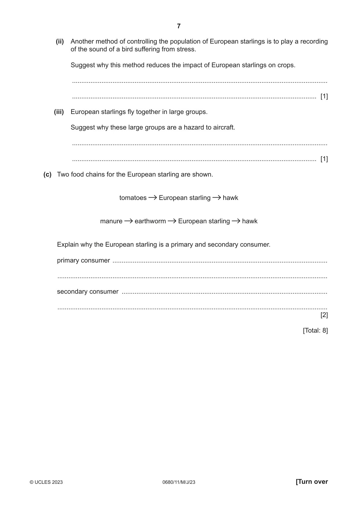 Cambridge IGCSE Environmental Management 0680 2023 May/June Paper 1 · Variant 1 question paper, page 7 of 20