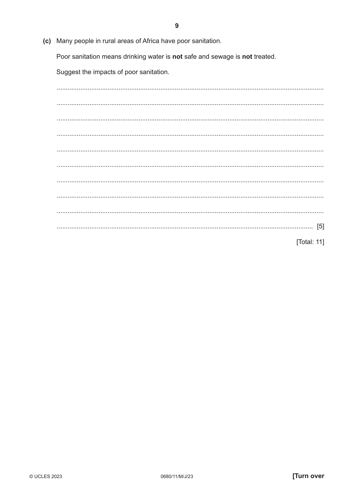 Cambridge IGCSE Environmental Management 0680 2023 May/June Paper 1 · Variant 1 question paper, page 9 of 20