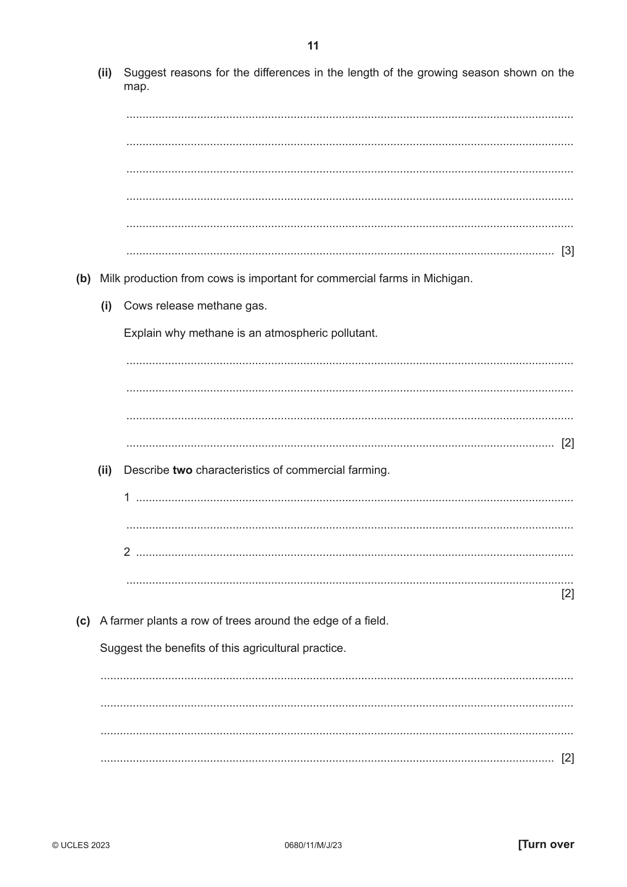 Cambridge IGCSE Environmental Management 0680 2023 May/June Paper 1 · Variant 1 question paper, page 11 of 20