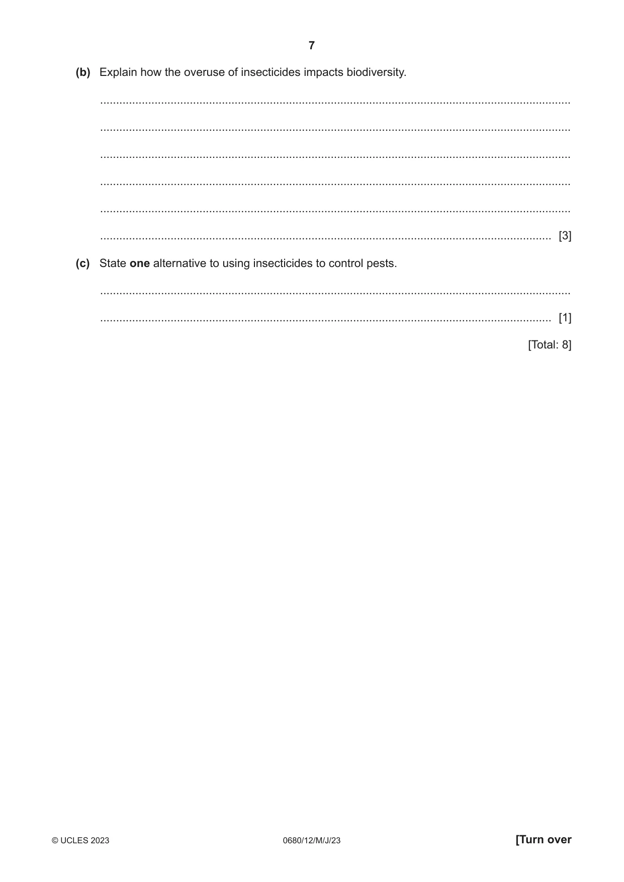 Cambridge IGCSE Environmental Management 0680 2023 May/June Paper 1 · Variant 2 question paper, page 7 of 20