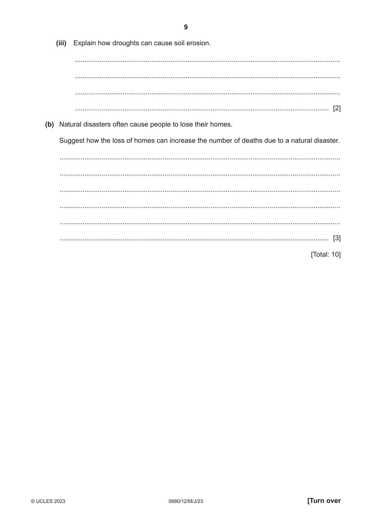 Cambridge IGCSE Environmental Management 0680 2023 May/June Paper 1 · Variant 2 question paper, page 9 of 20