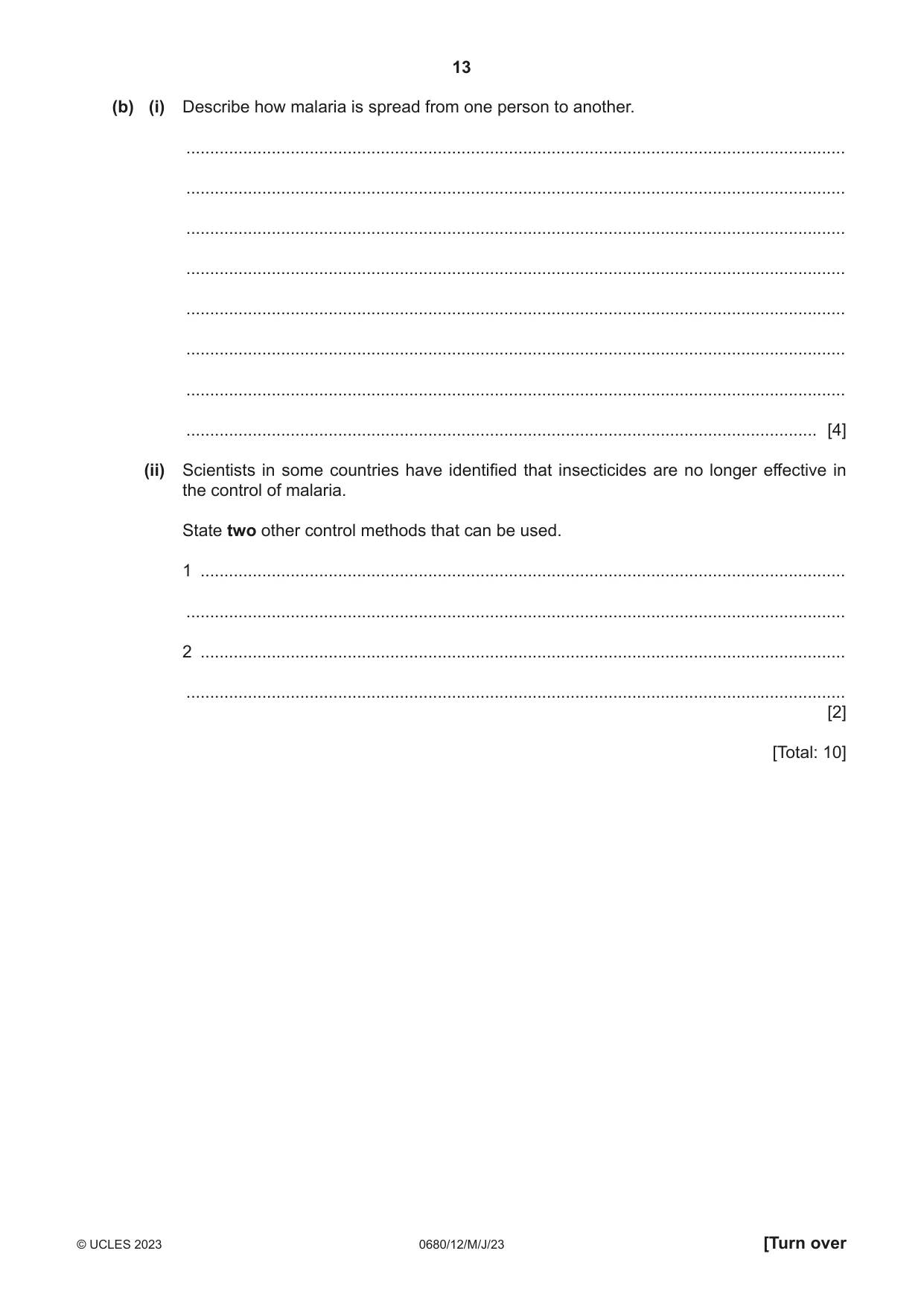 Cambridge IGCSE Environmental Management 0680 2023 May/June Paper 1 · Variant 2 question paper, page 13 of 20