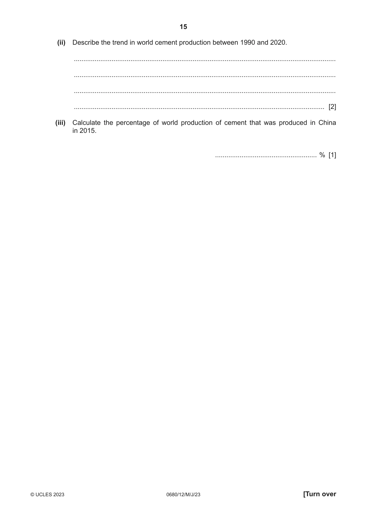 Cambridge IGCSE Environmental Management 0680 2023 May/June Paper 1 · Variant 2 question paper, page 15 of 20