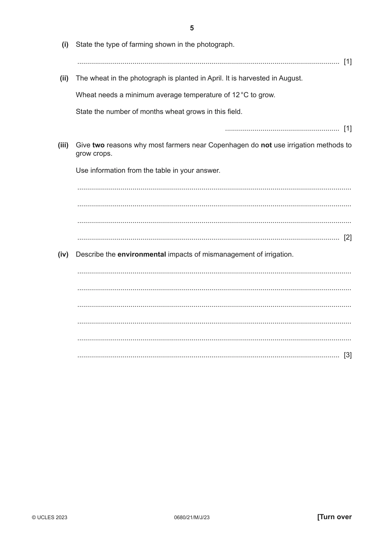 Cambridge IGCSE Environmental Management 0680 2023 May/June Paper 2 · Variant 1 question paper, page 5 of 20
