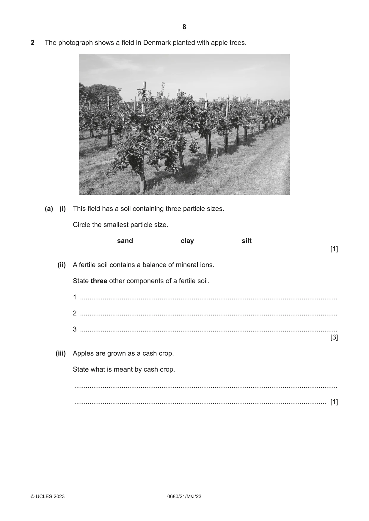 Cambridge IGCSE Environmental Management 0680 2023 May/June Paper 2 · Variant 1 question paper, page 8 of 20