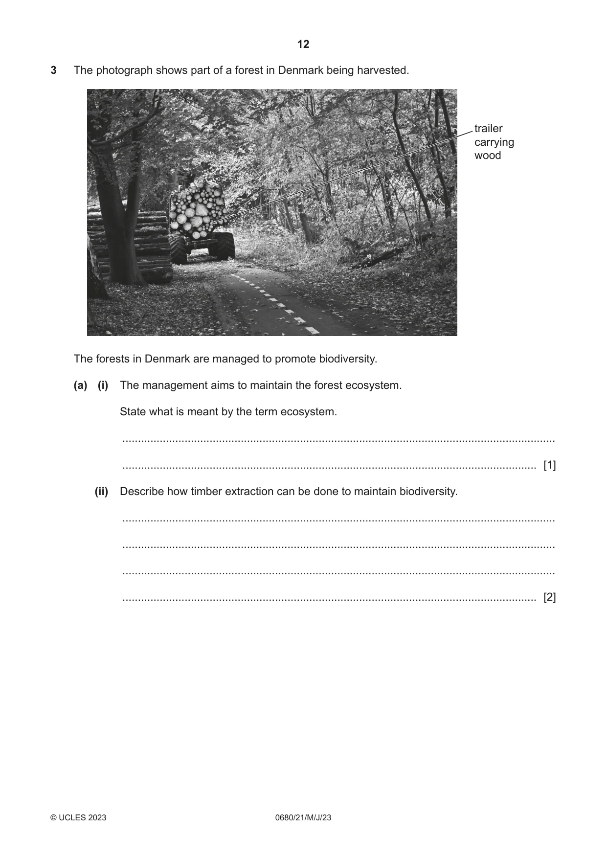 Cambridge IGCSE Environmental Management 0680 2023 May/June Paper 2 · Variant 1 question paper, page 12 of 20