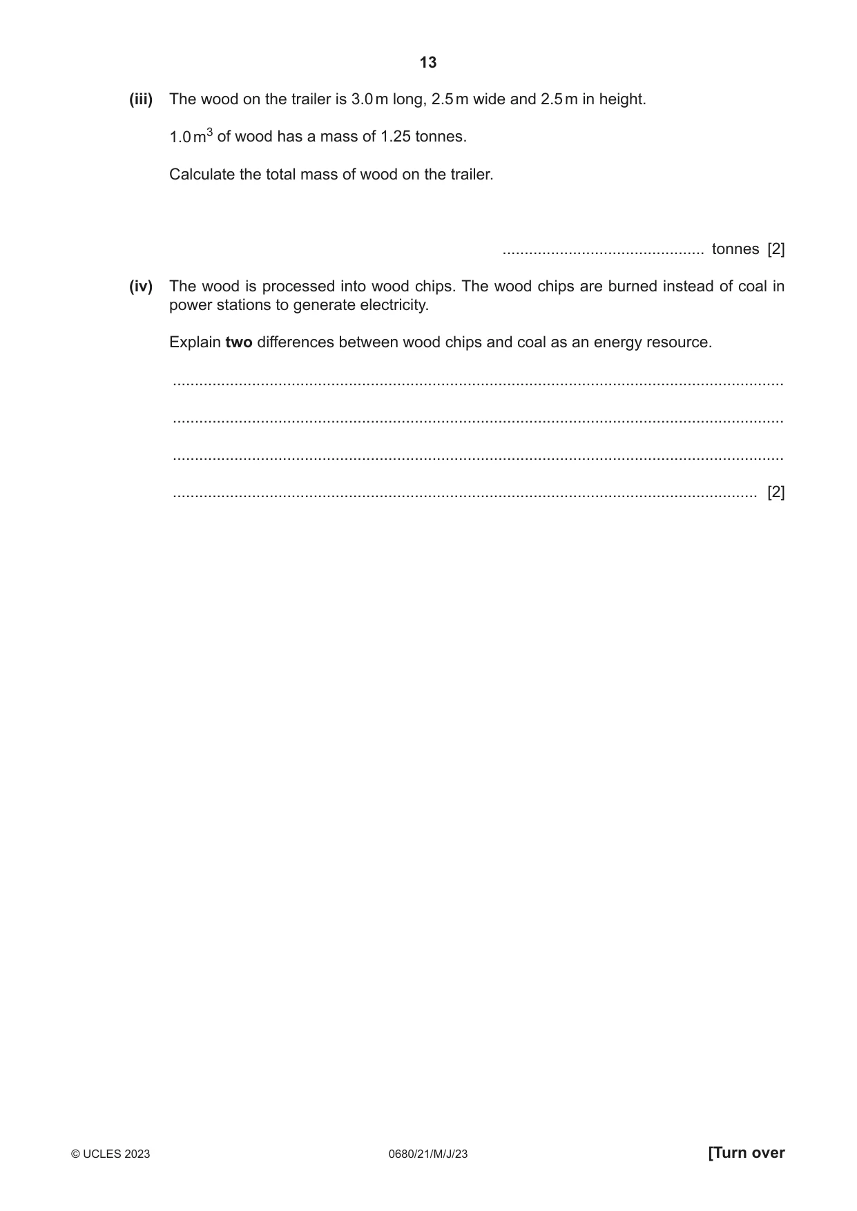 Cambridge IGCSE Environmental Management 0680 2023 May/June Paper 2 · Variant 1 question paper, page 13 of 20