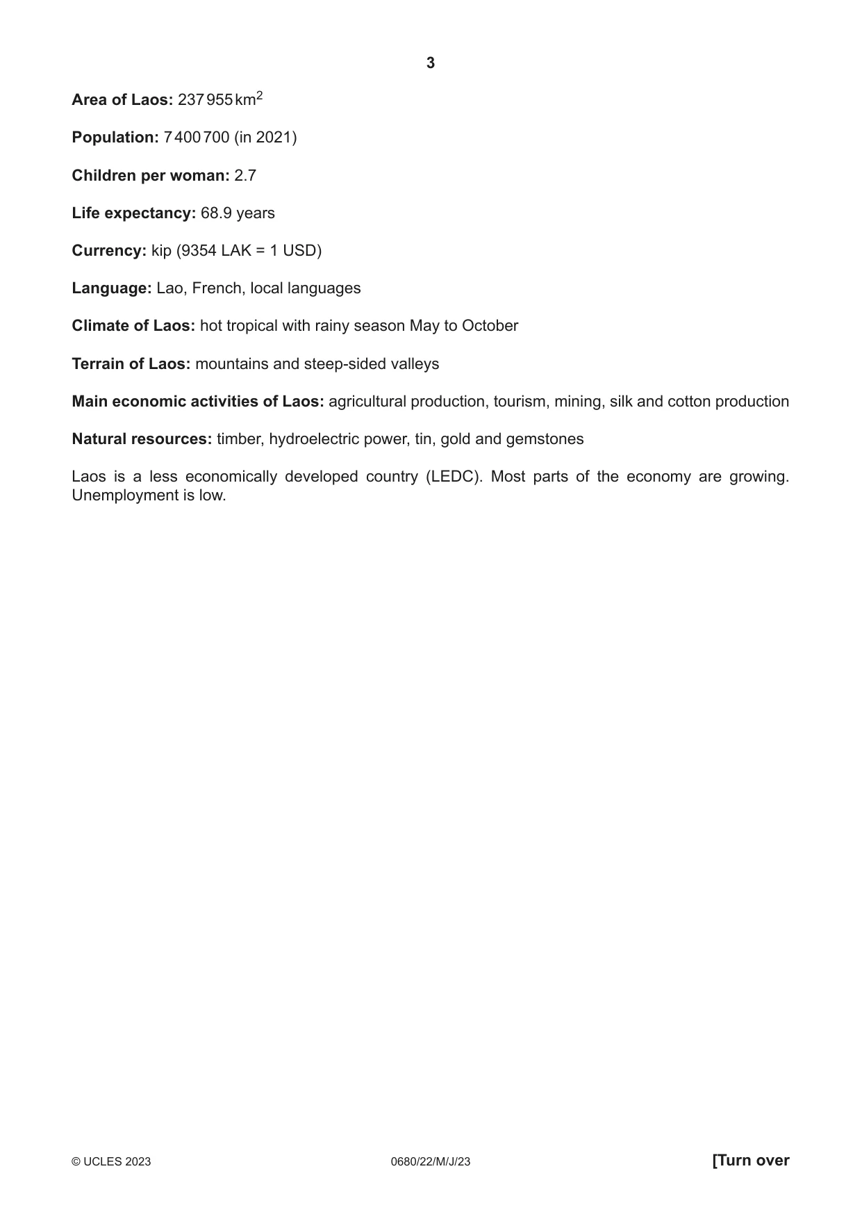 Cambridge IGCSE Environmental Management 0680 2023 May/June Paper 2 · Variant 2 question paper, page 3 of 20