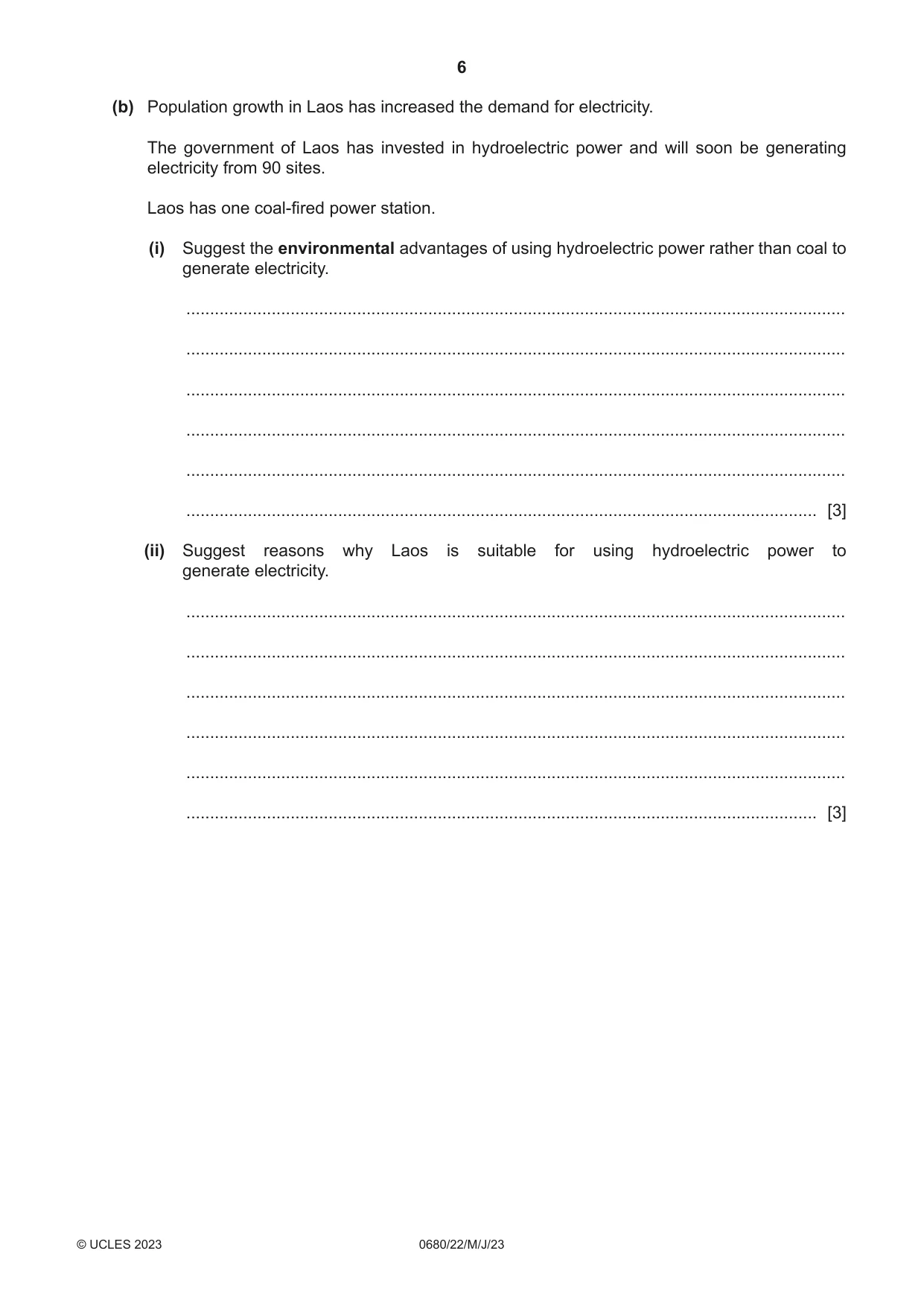 Cambridge IGCSE Environmental Management 0680 2023 May/June Paper 2 · Variant 2 question paper, page 6 of 20