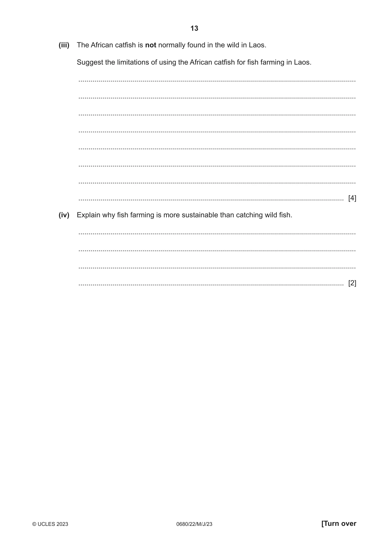 Cambridge IGCSE Environmental Management 0680 2023 May/June Paper 2 · Variant 2 question paper, page 13 of 20