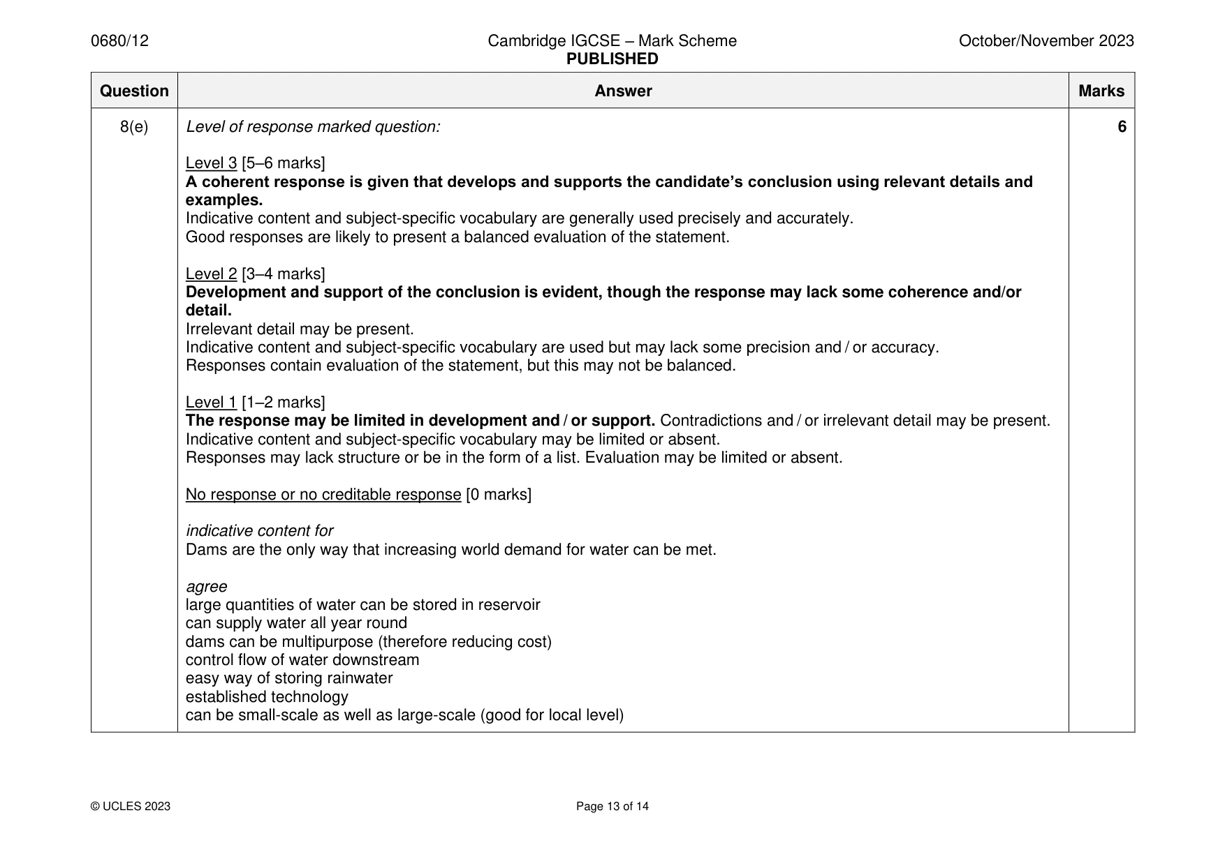 Mark scheme, page 13 of 14