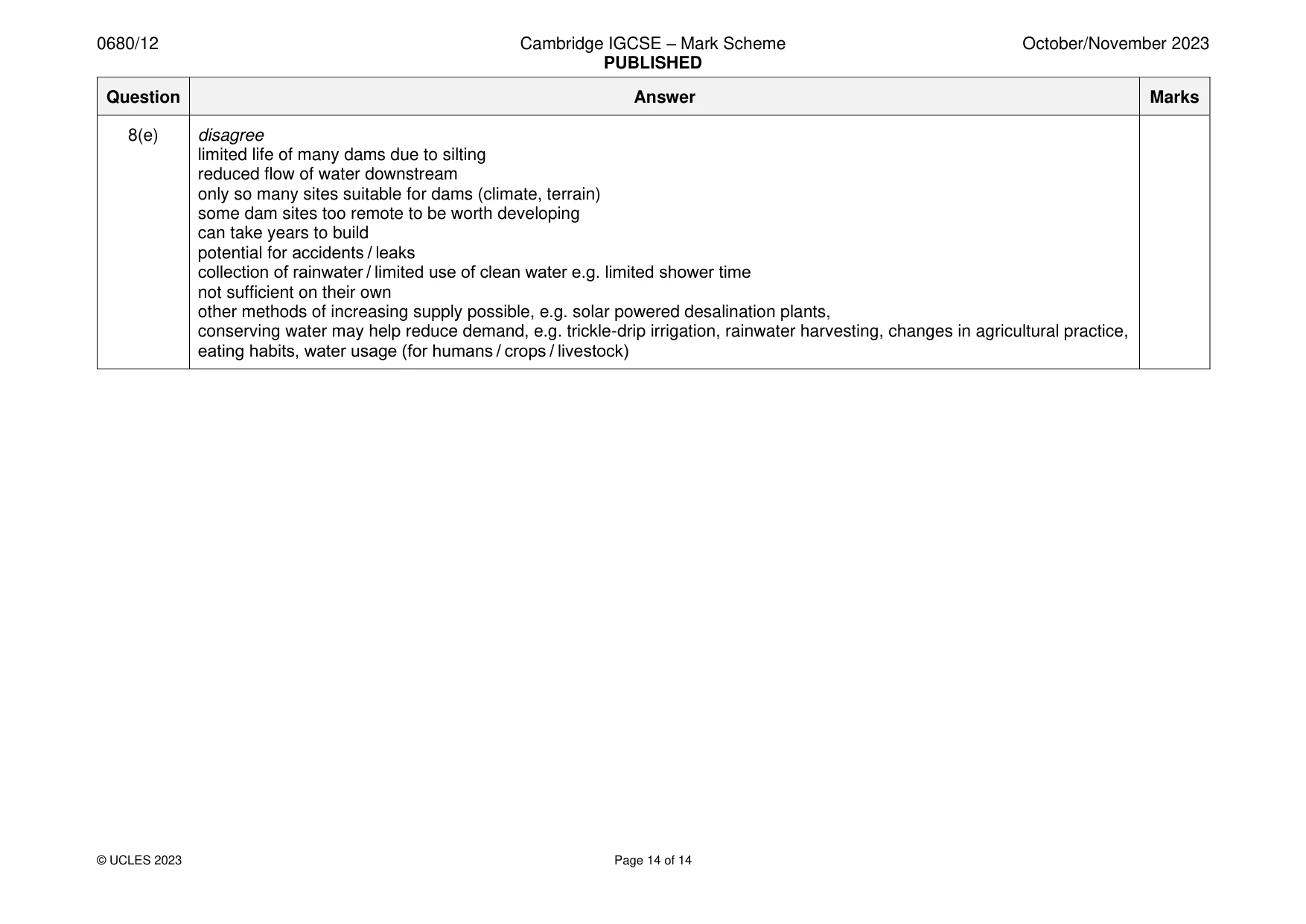 Mark scheme, page 14 of 14