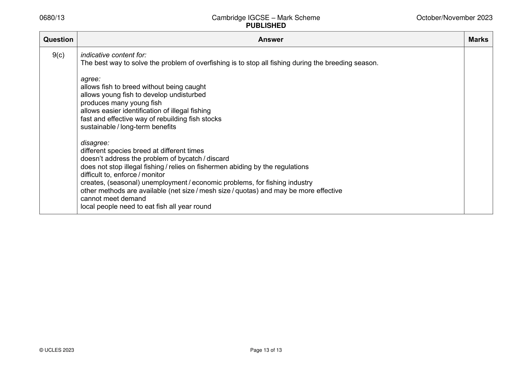 Mark scheme, page 13 of 13