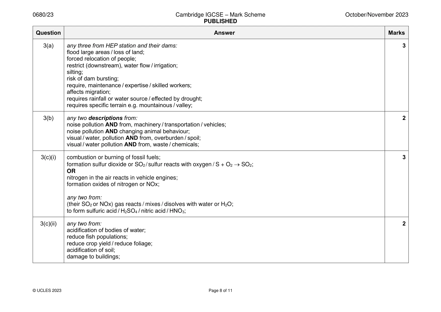 Mark scheme, page 8 of 11