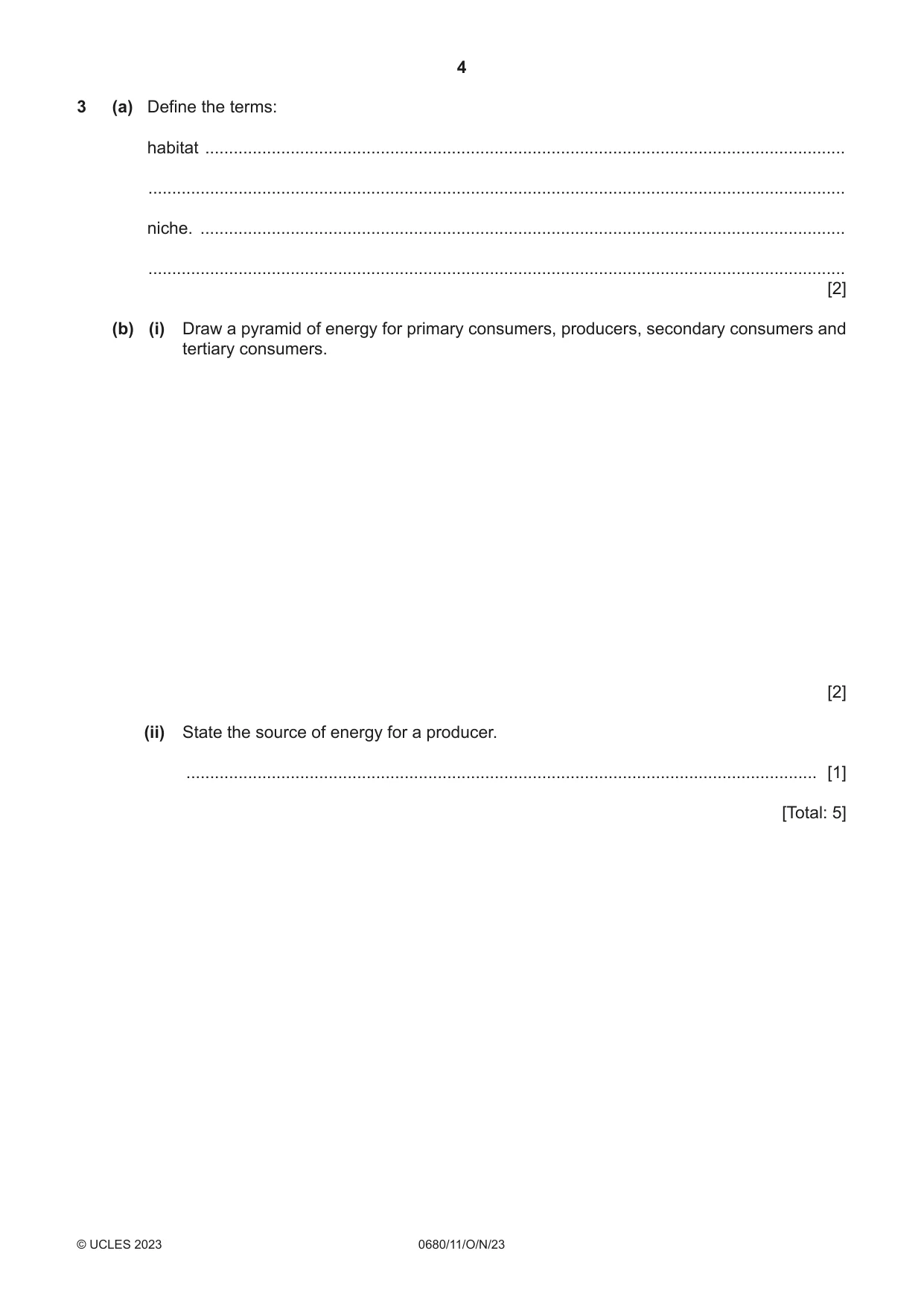 Cambridge IGCSE Environmental Management 0680 2023 Oct/Nov Paper 1 · Variant 1 question paper, page 4 of 20