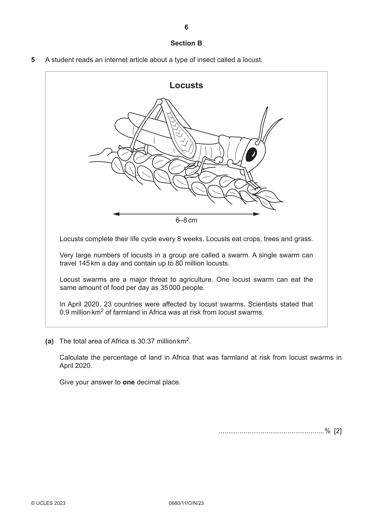 Cambridge IGCSE Environmental Management 0680 2023 Oct/Nov Paper 1 · Variant 1 question paper, page 6 of 20