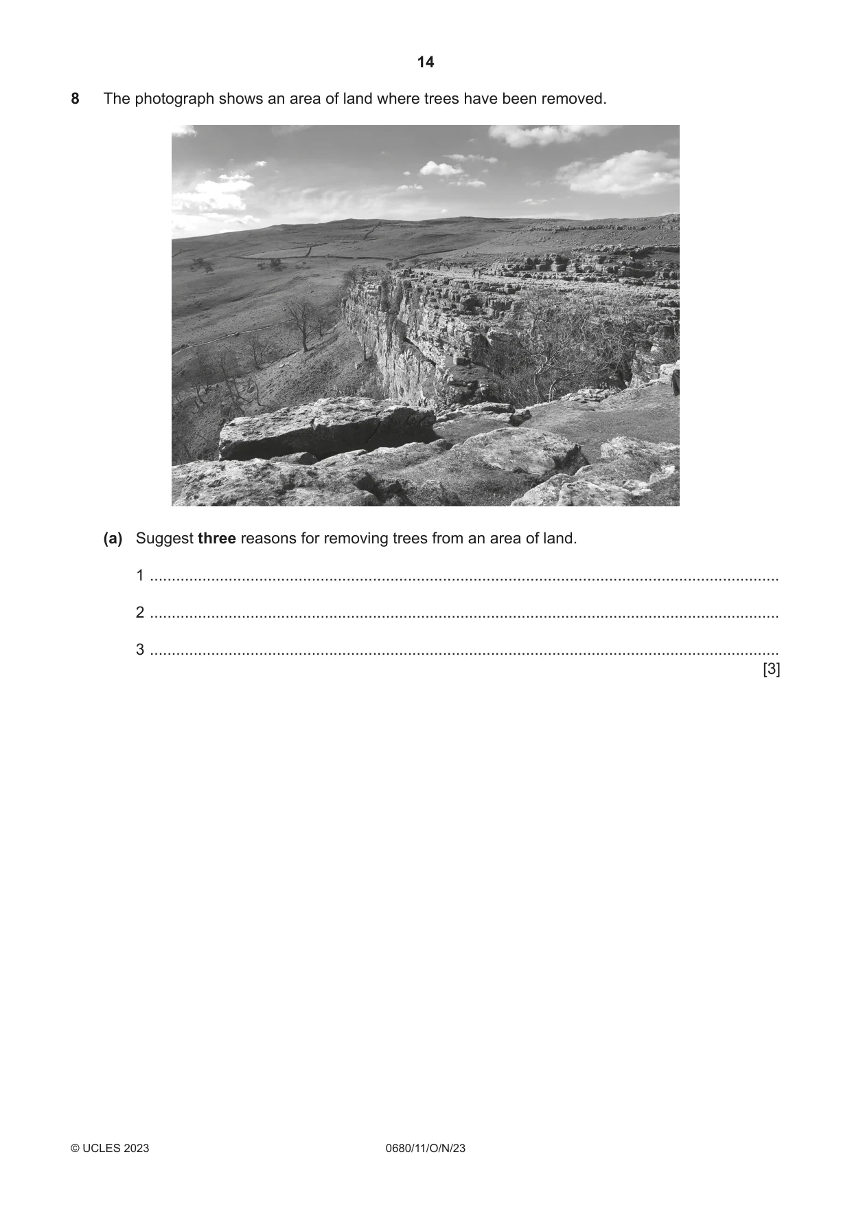 Cambridge IGCSE Environmental Management 0680 2023 Oct/Nov Paper 1 · Variant 1 question paper, page 14 of 20