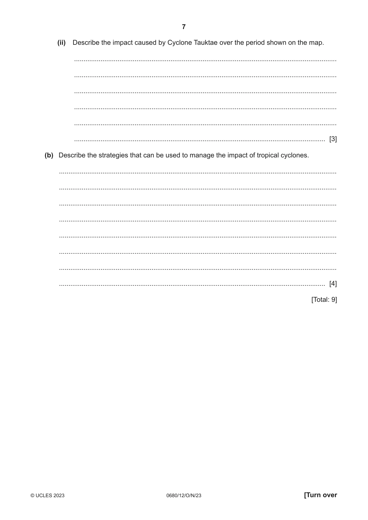 Cambridge IGCSE Environmental Management 0680 2023 Oct/Nov Paper 1 · Variant 2 question paper, page 7 of 20