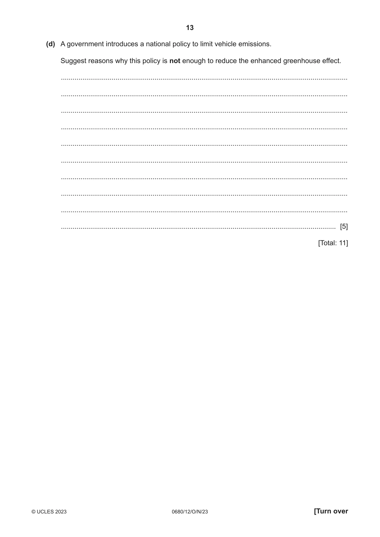 Cambridge IGCSE Environmental Management 0680 2023 Oct/Nov Paper 1 · Variant 2 question paper, page 13 of 20