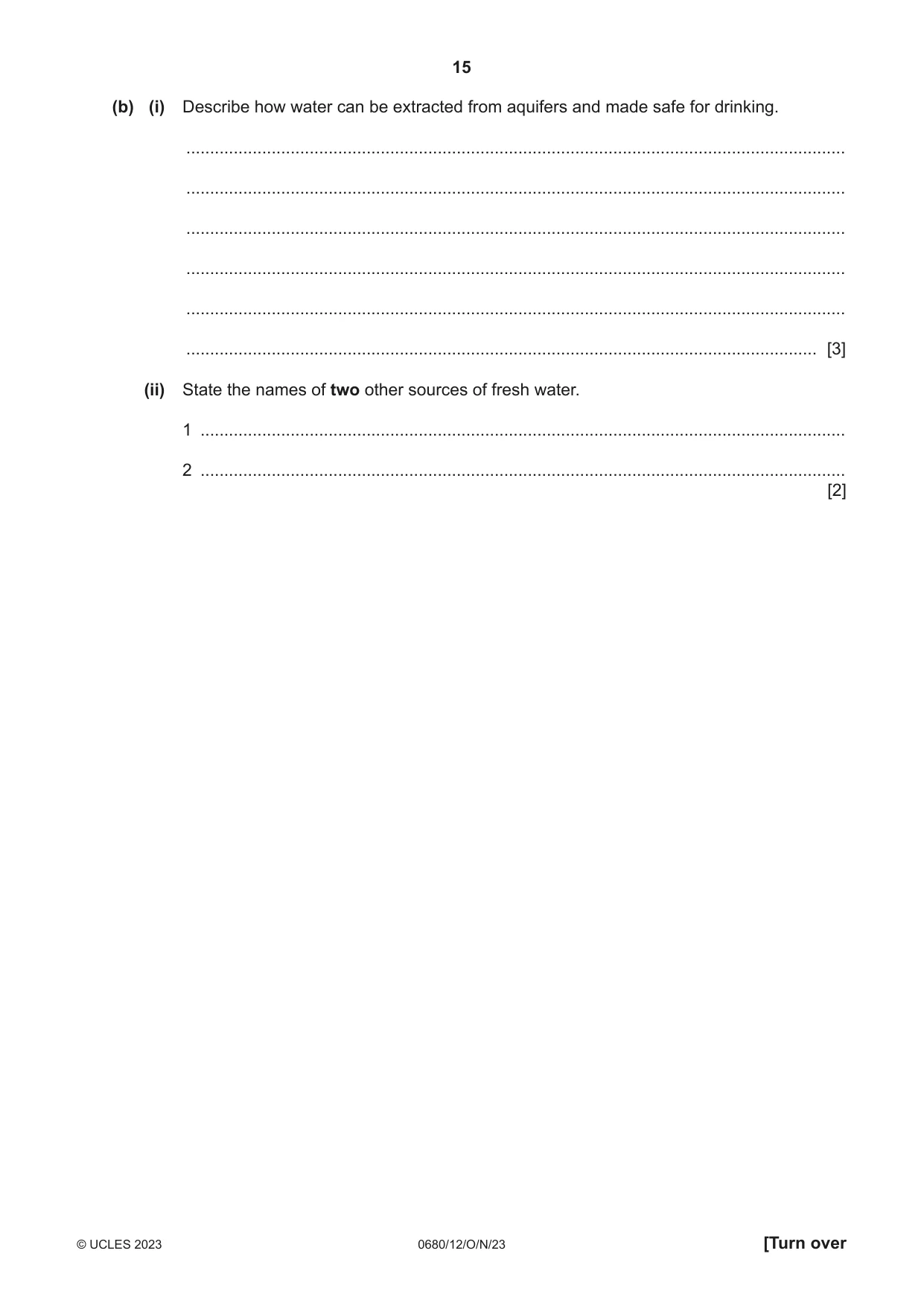 Cambridge IGCSE Environmental Management 0680 2023 Oct/Nov Paper 1 · Variant 2 question paper, page 15 of 20