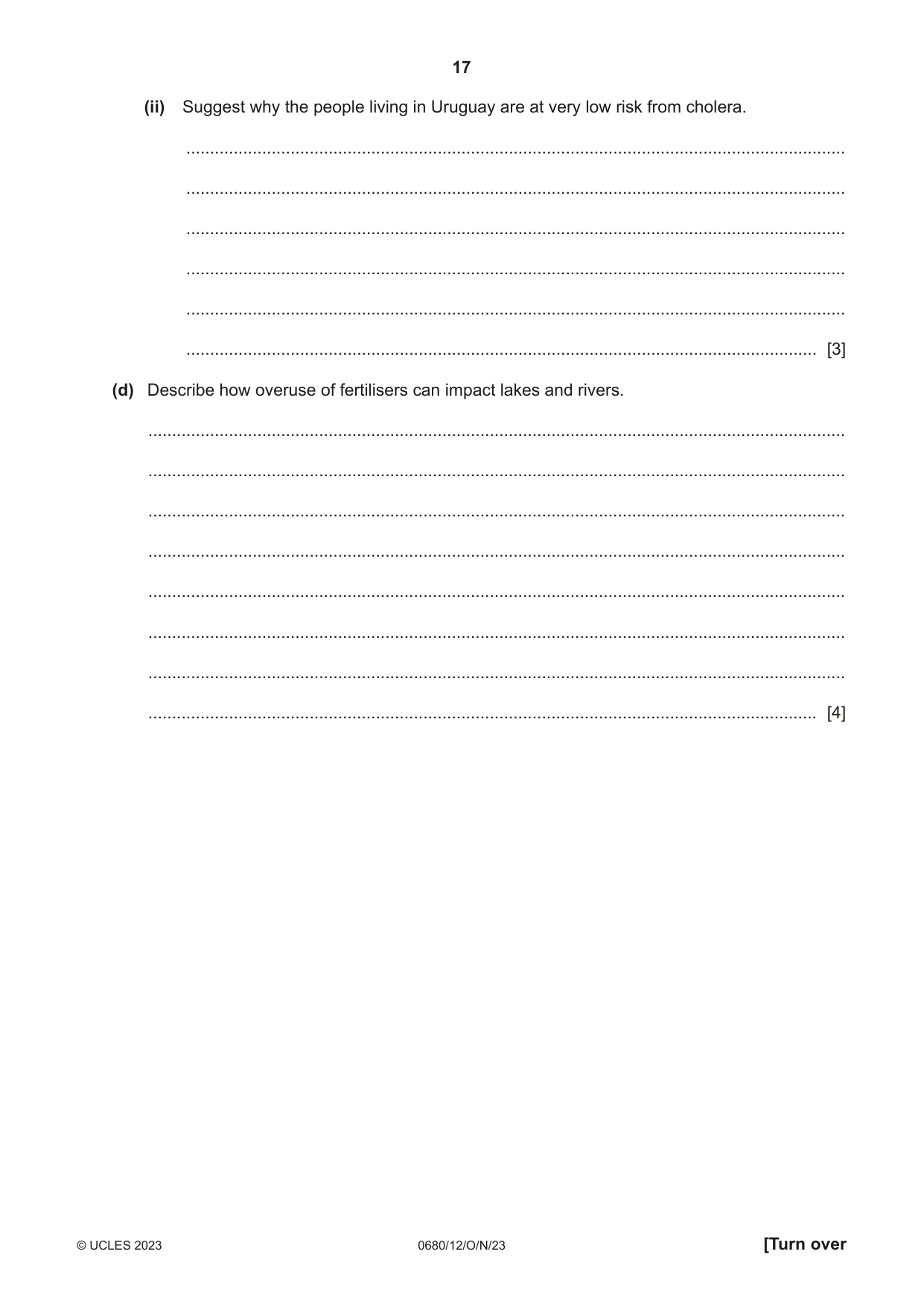 Cambridge IGCSE Environmental Management 0680 2023 Oct/Nov Paper 1 · Variant 2 question paper, page 17 of 20